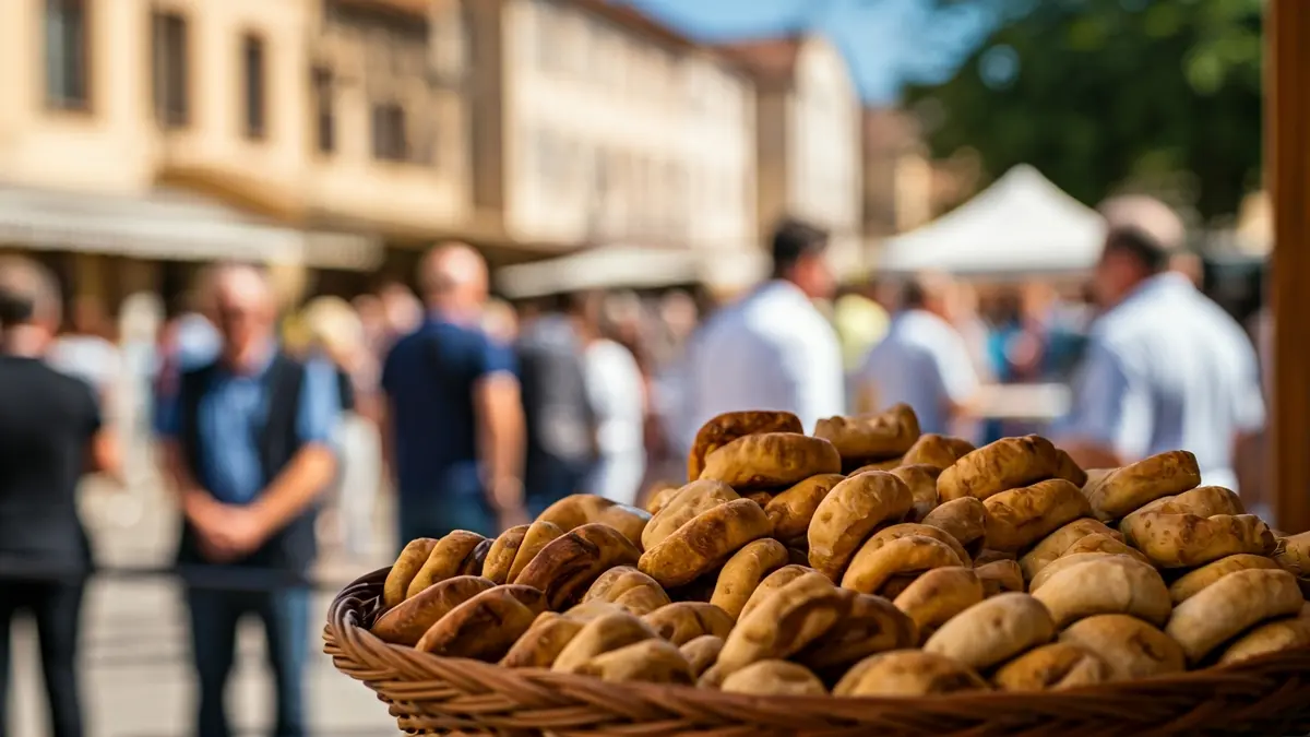 Image of anise rolls and mistela distributed at a municipal stand during the Santa Faz Pilgrimage.