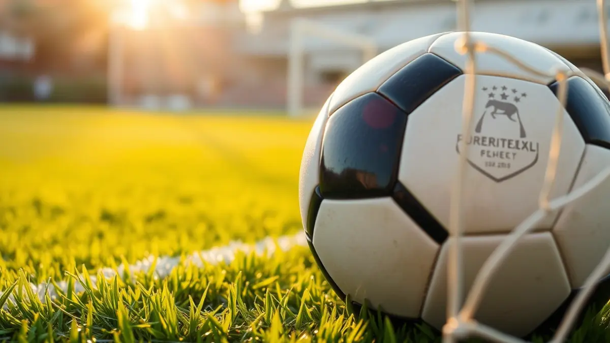 Generic image of a soccer ball on a stadium pitch.