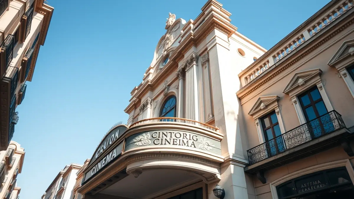 Façana de l'antic cine Ideal d'Alacant, amb detalls arquitectònics clàssics.