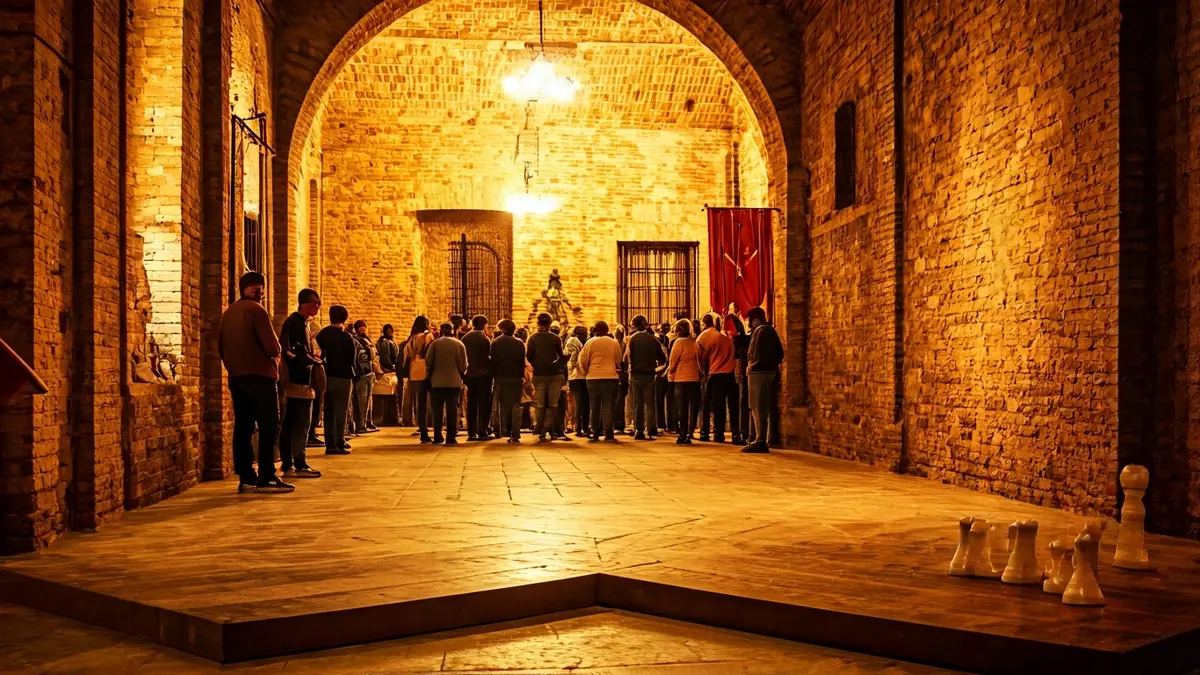 Image evoking Karpa's creative universe, with comic, graphic design, and board game elements, in a Valencian castle setting.