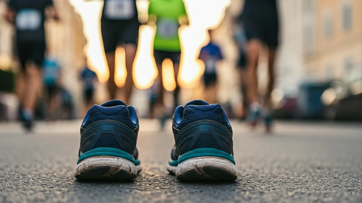 Imagen genérica de unas zapatillas de correr en una carrera benéfica.