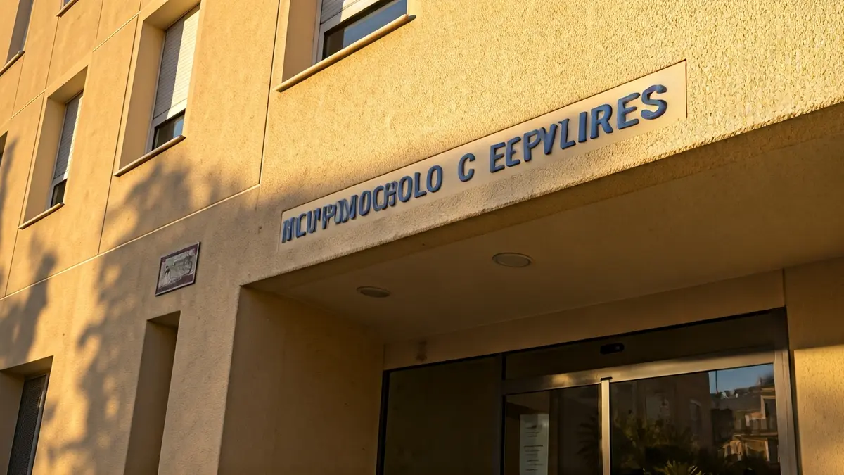 Imagen de un edificio municipal con un letrero de servicios públicos.