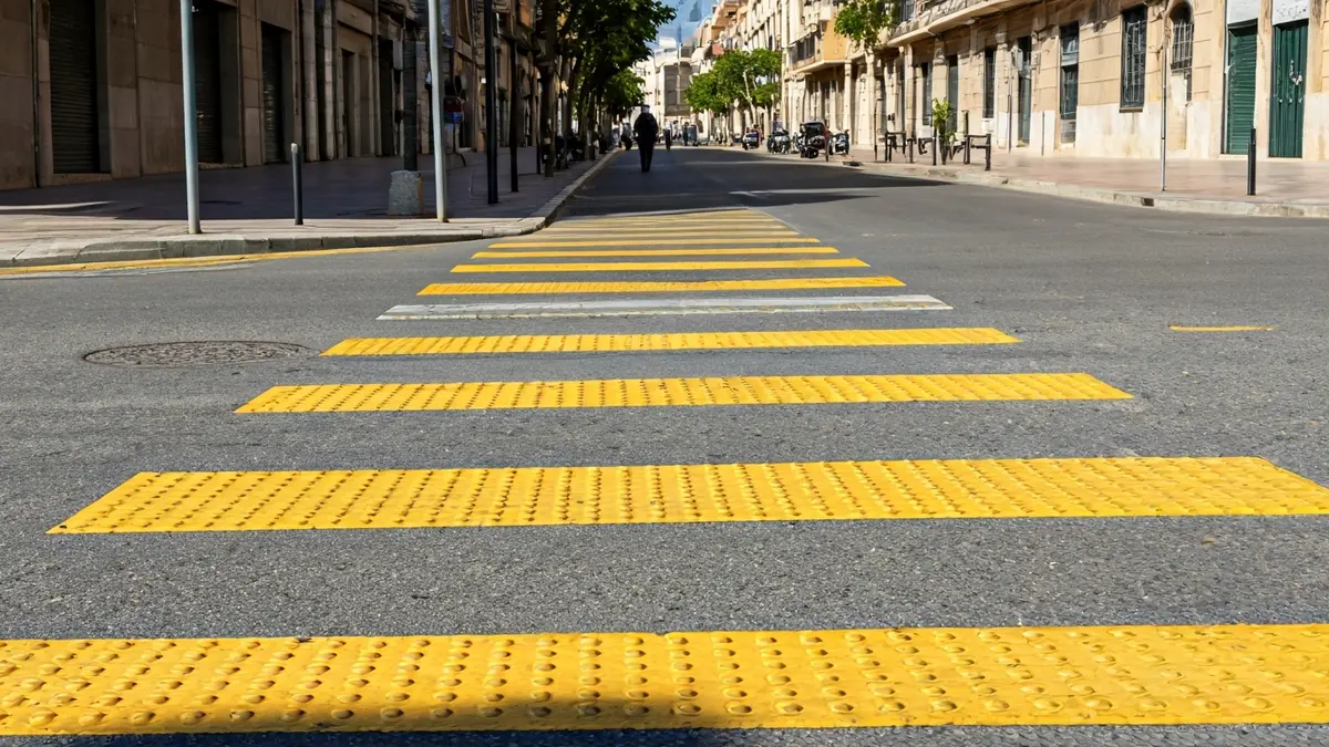 Imatge genèrica d'un pas de vianants accessible amb paviment tàctil i senyalització millorada.