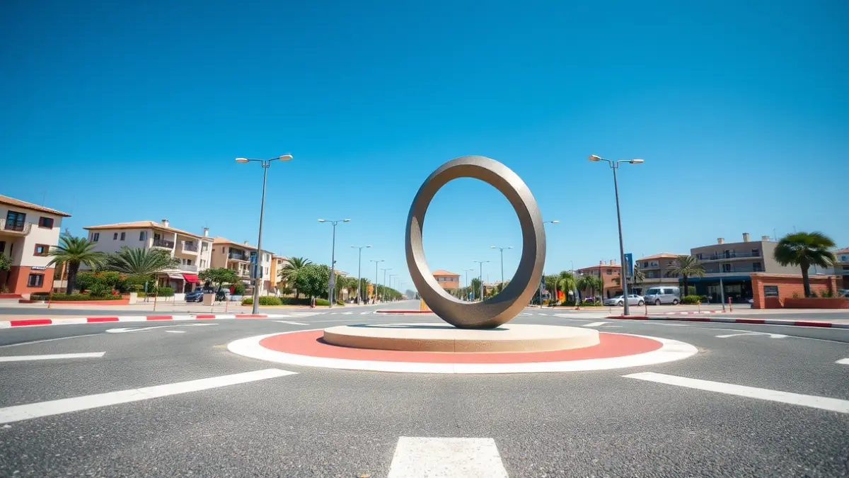 Image of the 'Orange Monument' in a renovated roundabout in Algemesí.