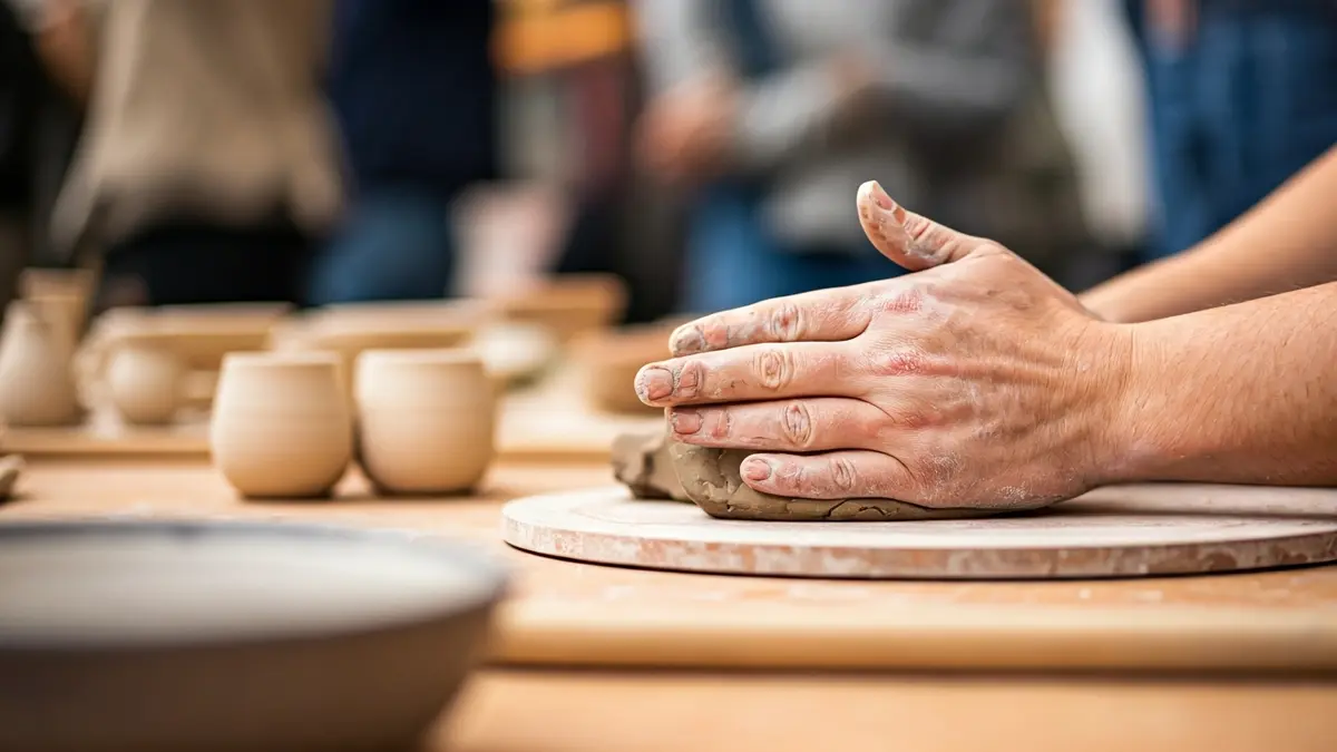 Generic image of hands working with clay in an artisan workshop.