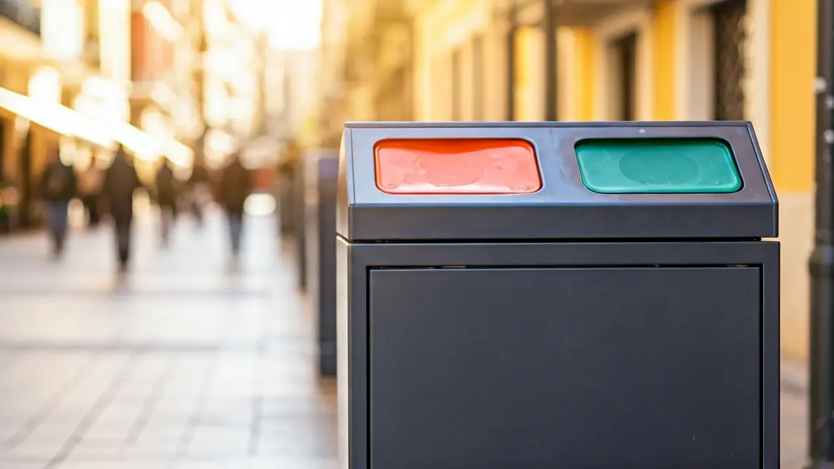 Generic image of a proximity clean point with compartments for different waste.