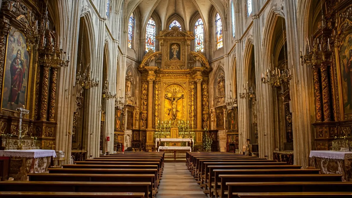 Imatge de l'interior d'una església valenciana durant una celebració religiosa.