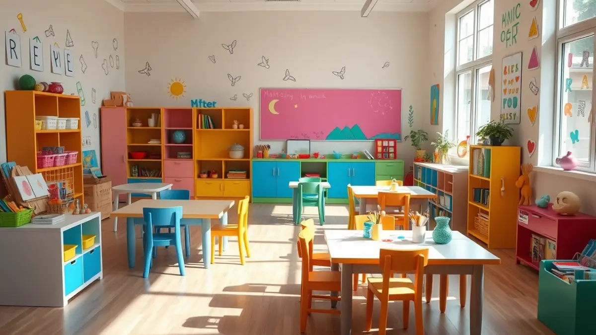 Imatge genèrica d'una aula d'escoleta amb activitats infantils.