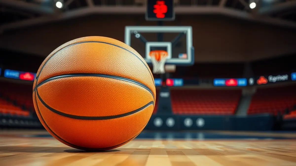 Imagen genérica de un balón de baloncesto en una cancha.