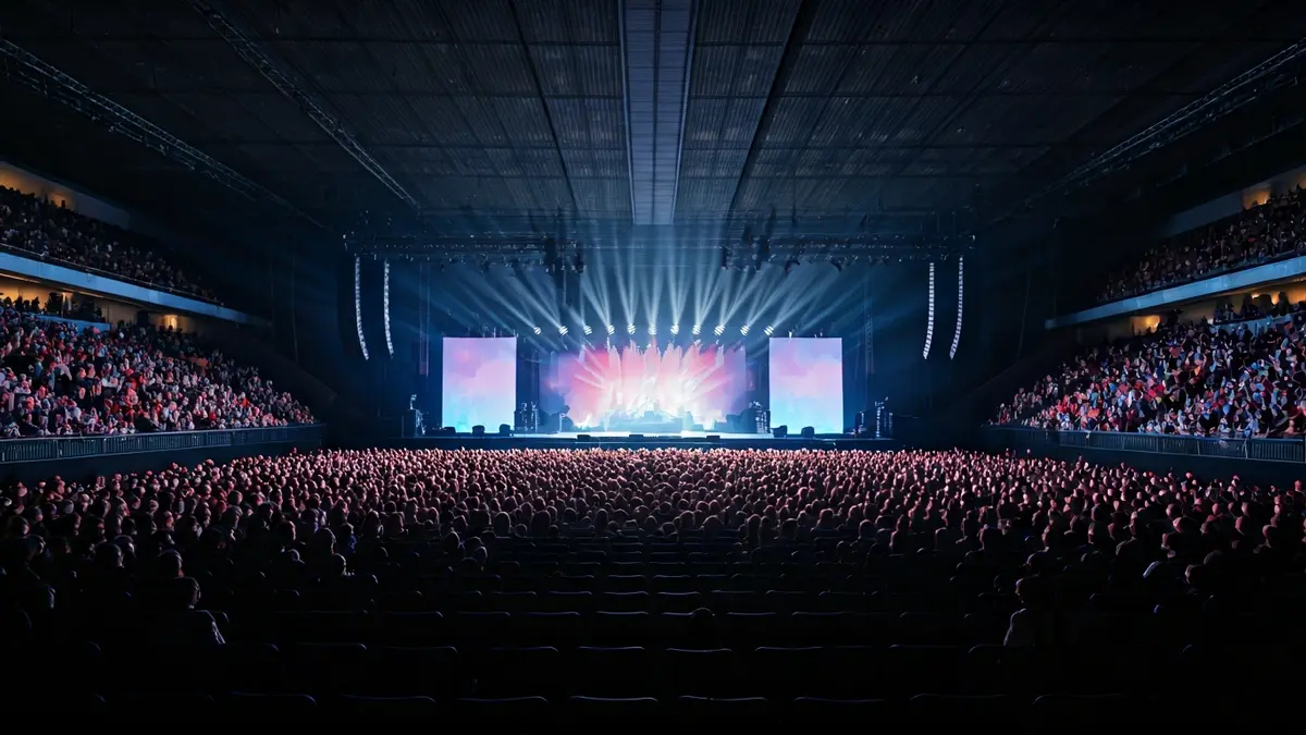 Image of a modern, multi-functional cultural space with dynamic lighting.
