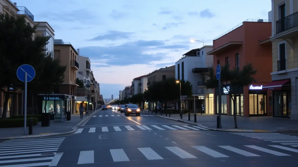 Imatge genèrica d'un carrer modern i ben il·luminat en una ciutat mediterrània, amb passos de vianants clars i sense barreres, que transmet seguretat i accessibilitat.