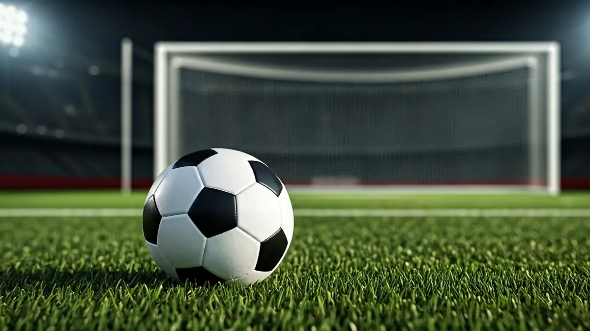 Generic image of a soccer ball on stadium grass.