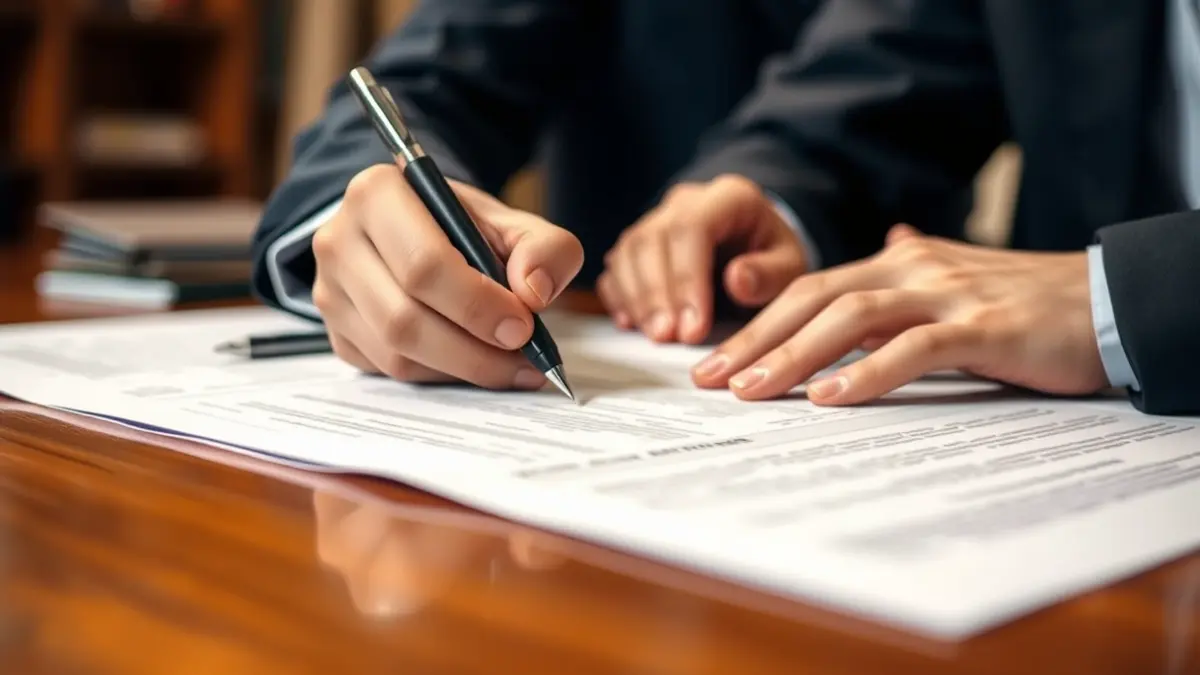 Generic image of hands signing a document, representing official agreements and employment programs.