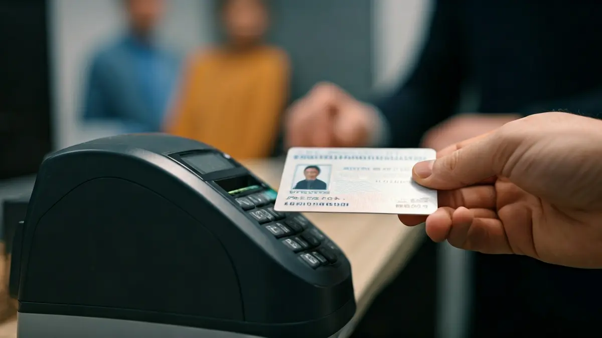 Imagen genérica de un Documento Nacional de Identidad siendo procesado en una máquina moderna.