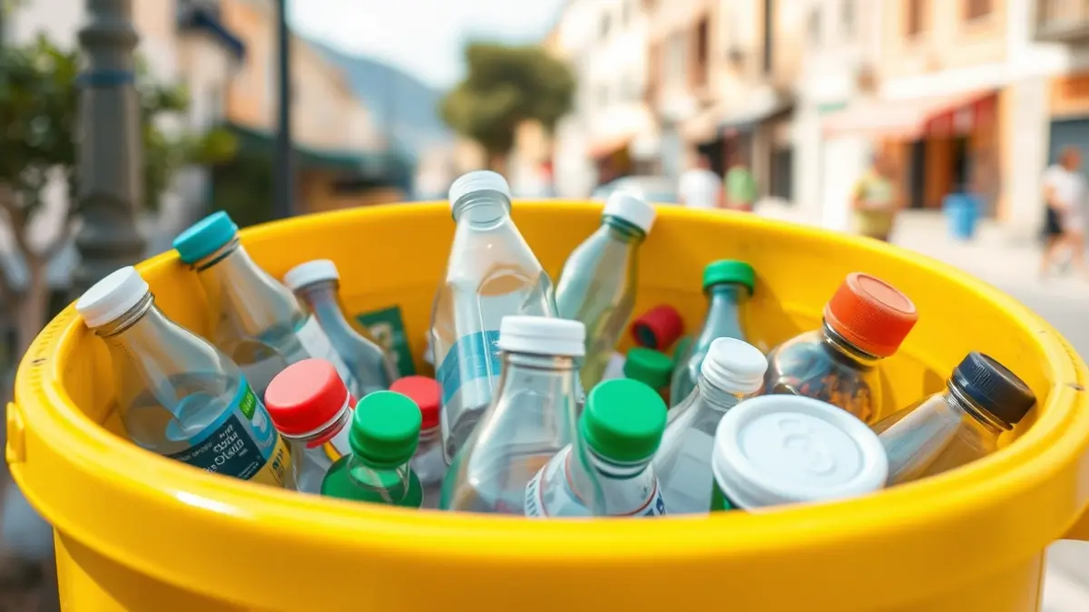 Imatge genèrica d'un contenidor groc de reciclatge amb envasos.