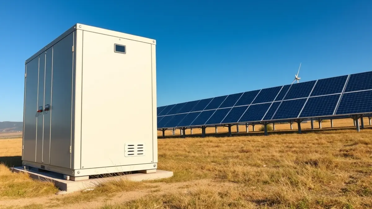 Imatge genèrica d'una instal·lació d'emmagatzemament d'energia amb bateries en un camp obert.