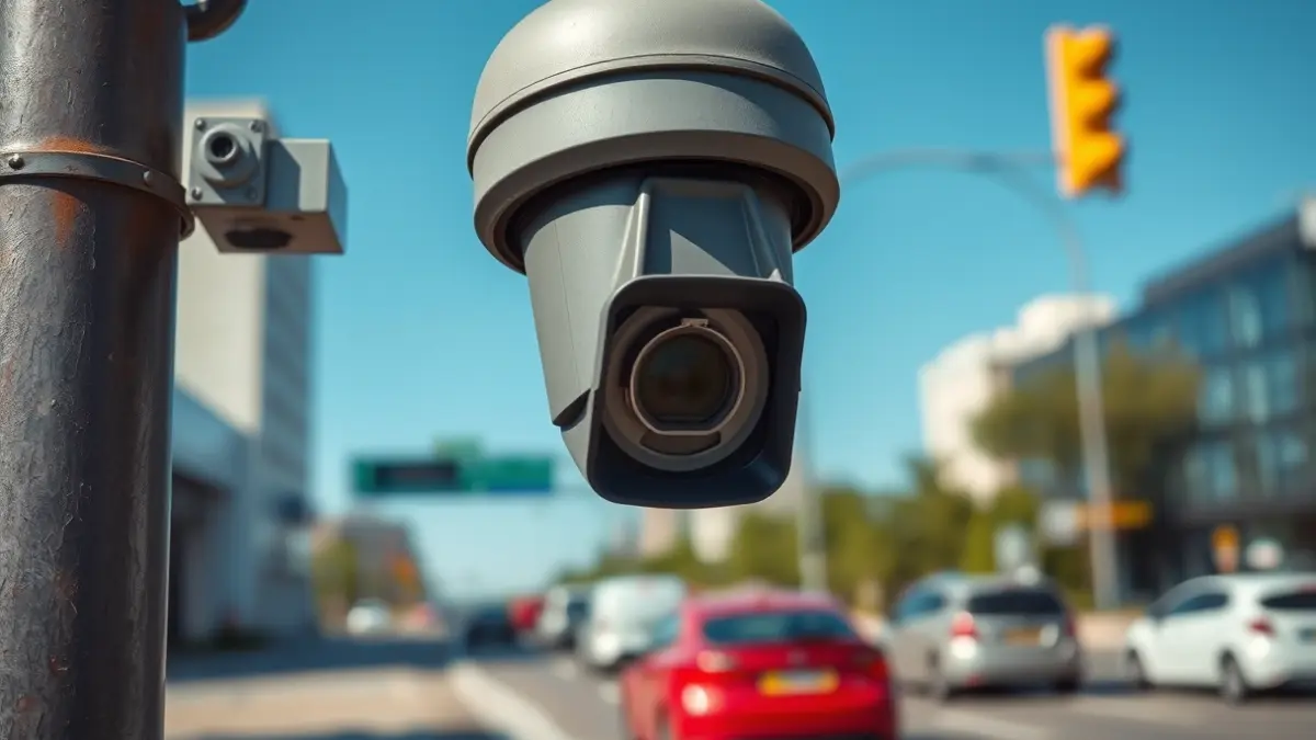 Generic image of a traffic surveillance camera with license plate reader.