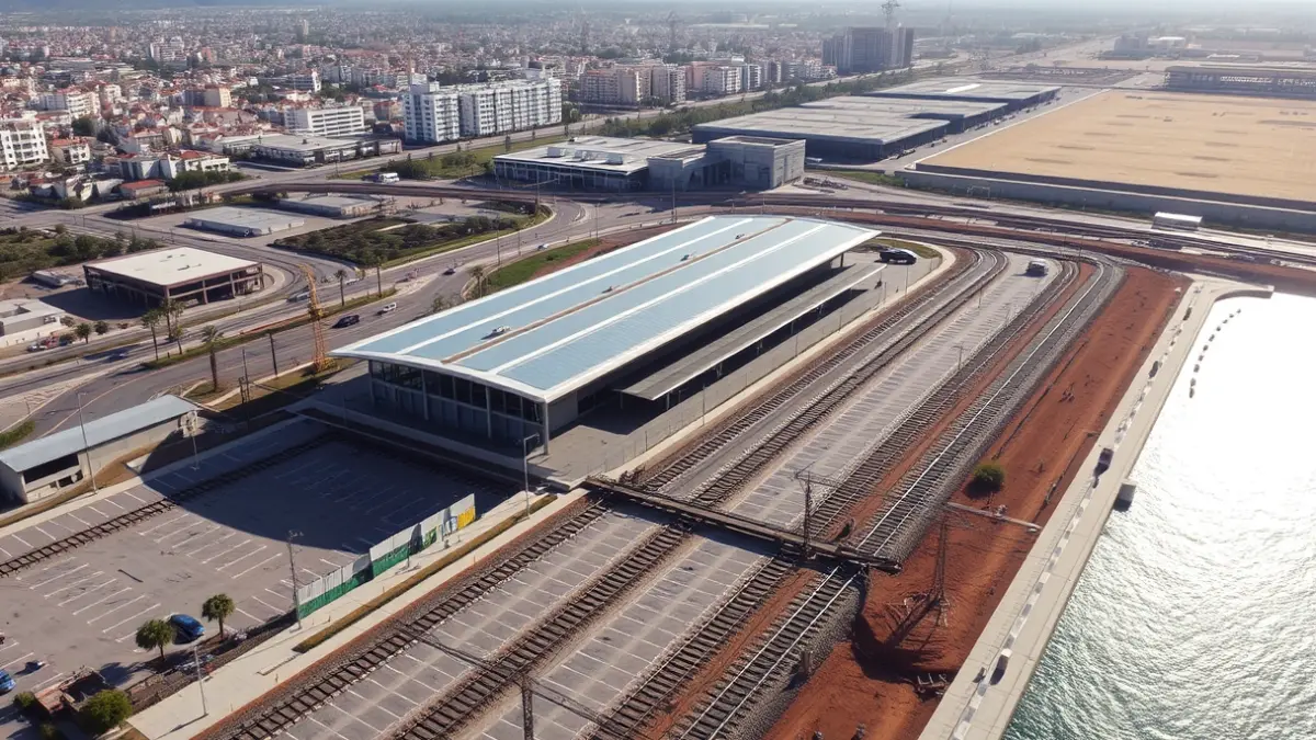 Aerial image of Castelló train station area under development.