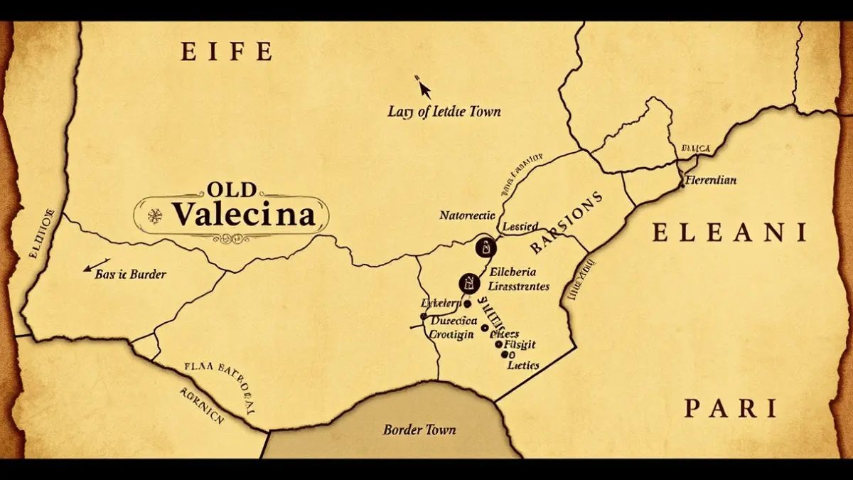 Historical image of an old map of the Kingdom of Valencia, highlighting a border town.