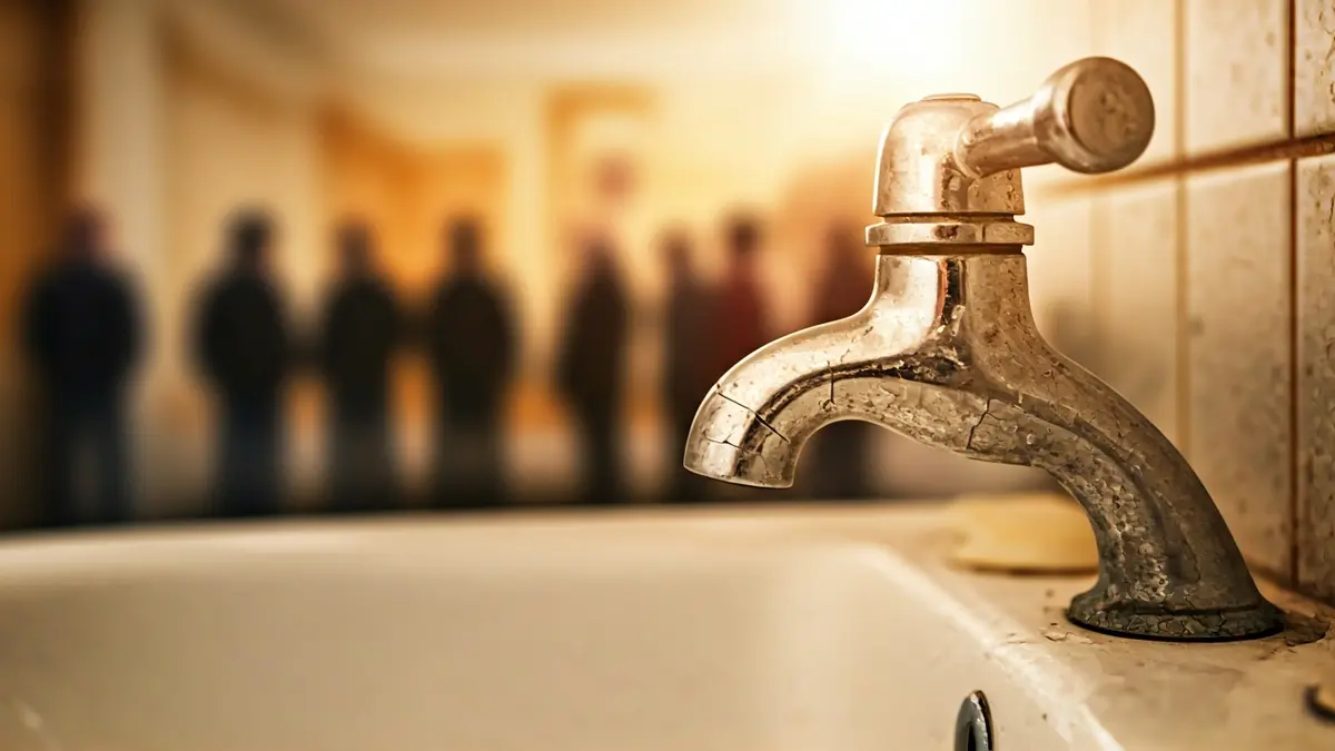 Imagen genérica de un grifo seco en un lavabo, simbolizando la falta de agua.