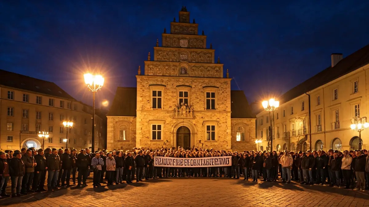 Image of a concentration of people in front of Burjassot town hall in memory of Guillem Agulló.