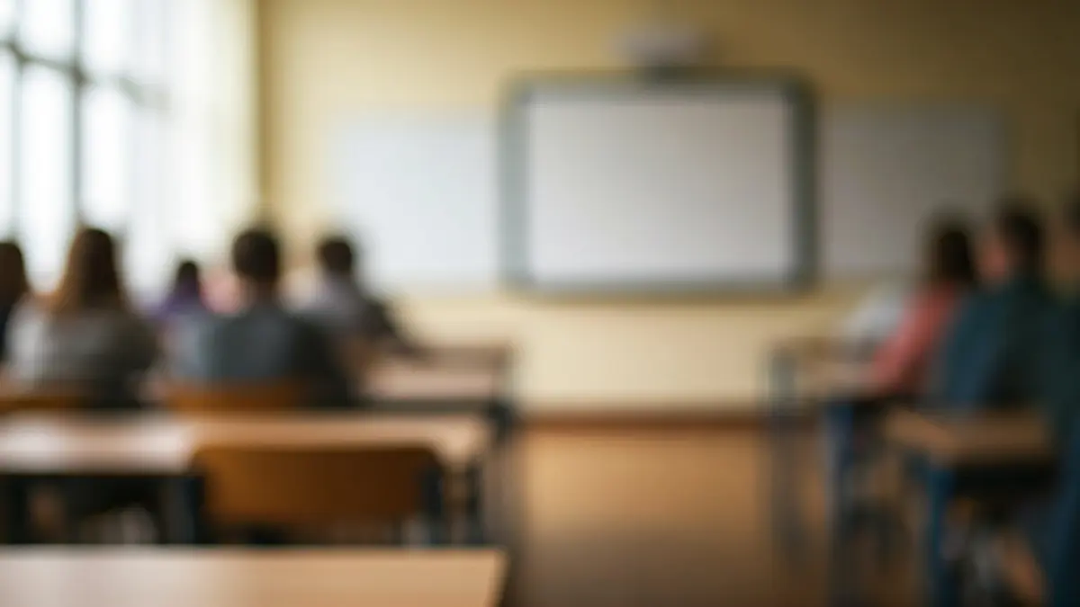 Generic image of an empty classroom with natural light.
