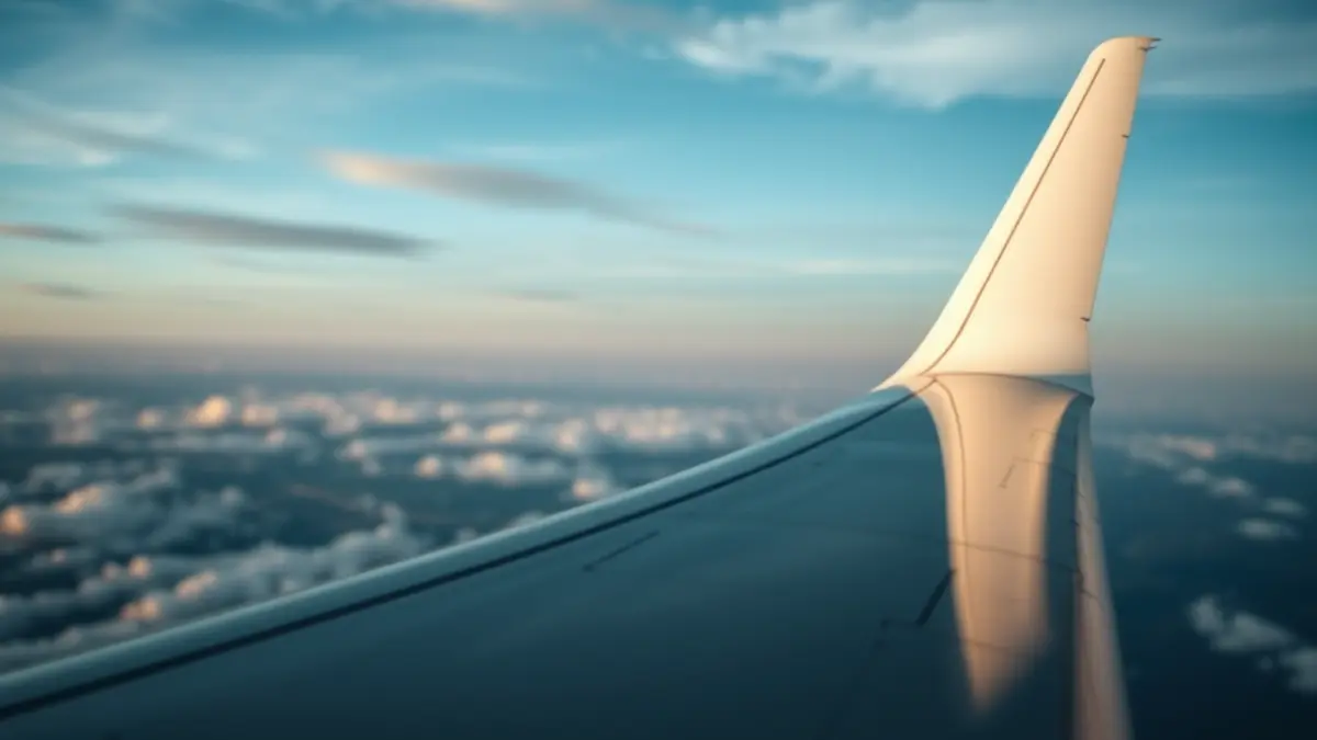 Imatge genèrica d'un avió en vol, amb ones de so que representen la contaminació acústica.