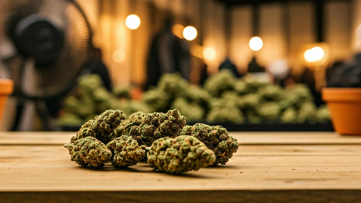 Generic image of dried marijuana buds and cultivation equipment.