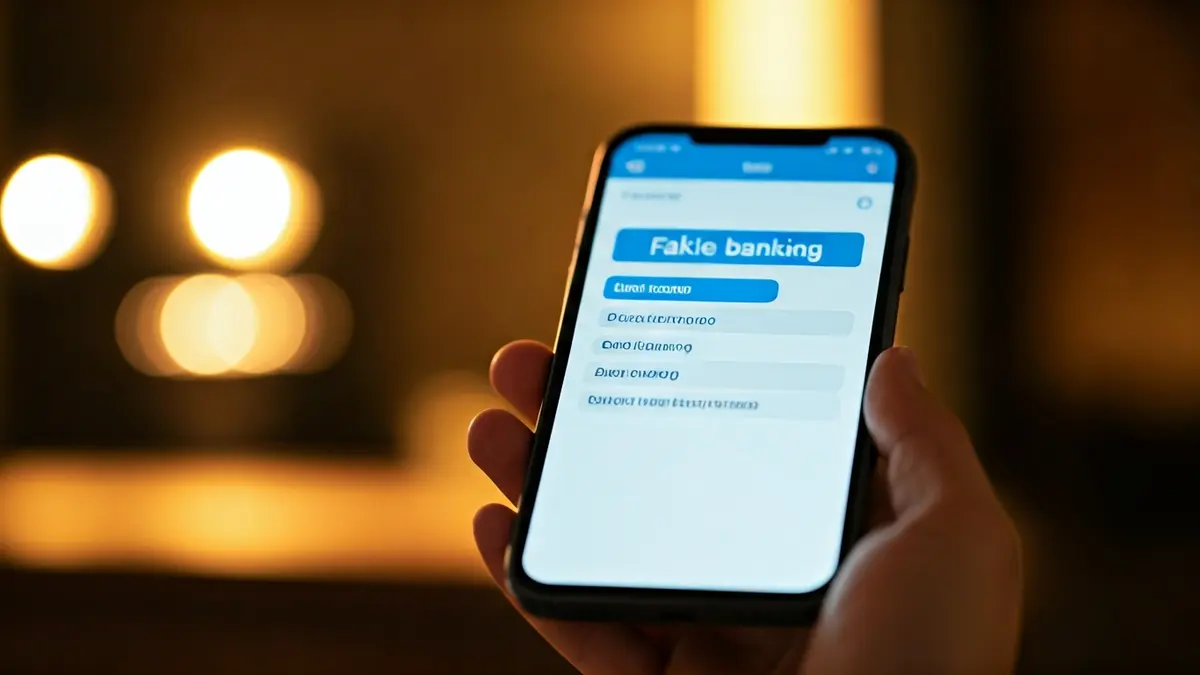 Generic image of a mobile phone displaying a fake banking SMS message.