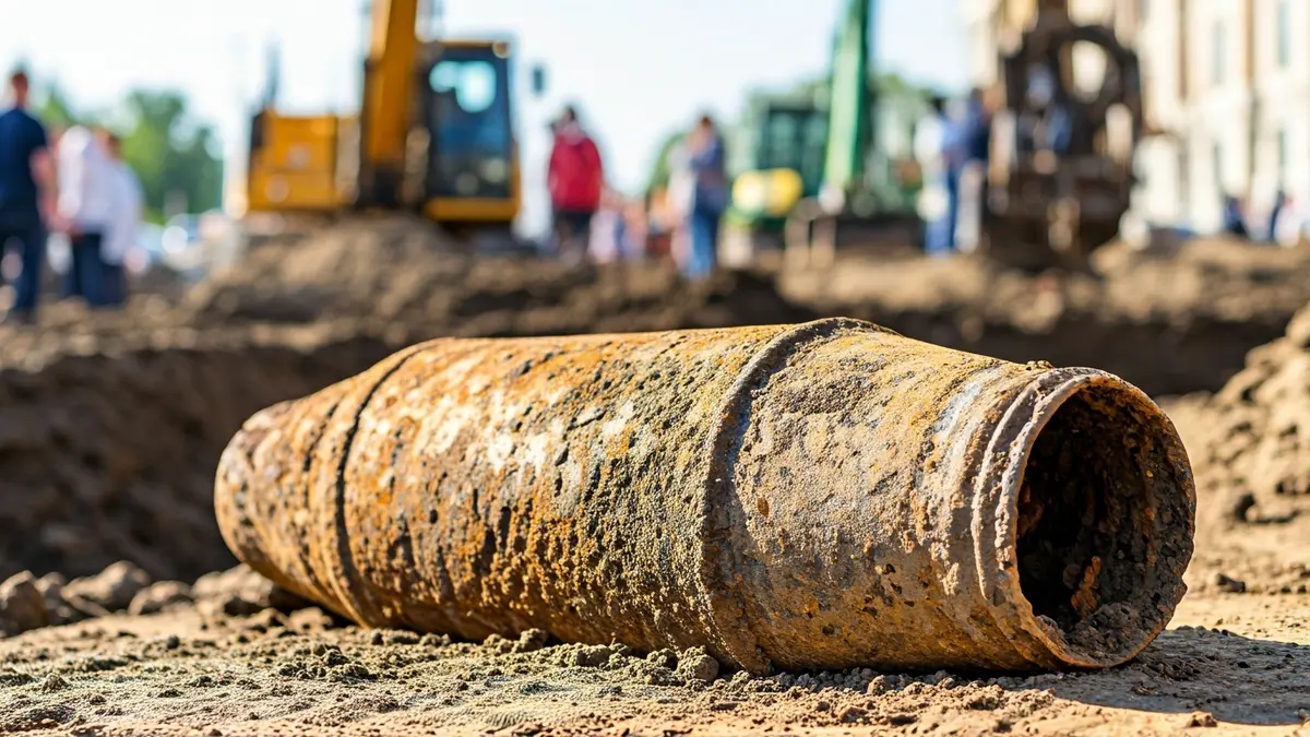 Imatge d'una bomba antiga trobada en obres