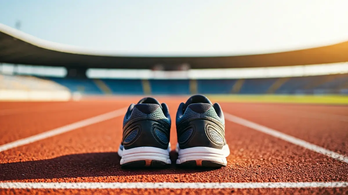 Imatge genèrica de sabatilles de córrer en una pista d'atletisme.