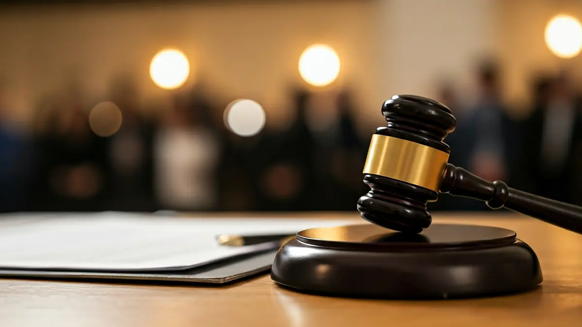 Imatge genèrica d'un martell de jutge sobre una taula amb documents legals.