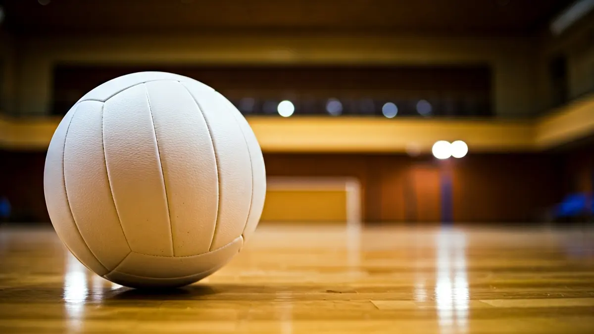 Generic image of a volleyball on a court.