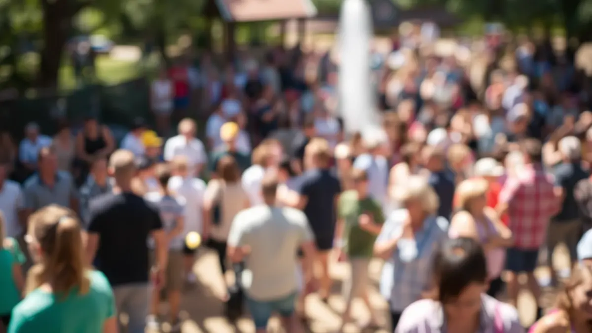 Generic image of a group of people at an outdoor event, with a lively atmosphere.