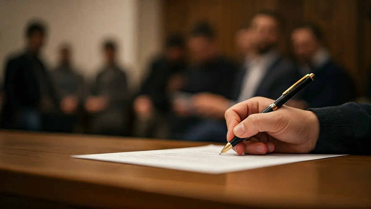 Generic image of a hand signing official documents, representing the management of public funds.