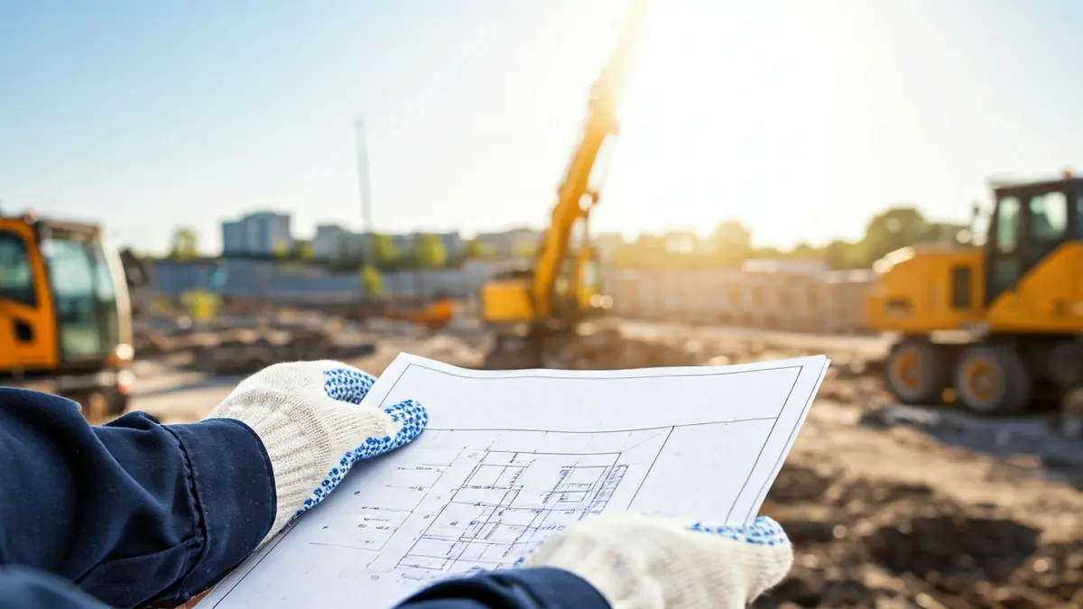 Generic image of construction workers' hands with blueprints, symbolizing reconstruction.