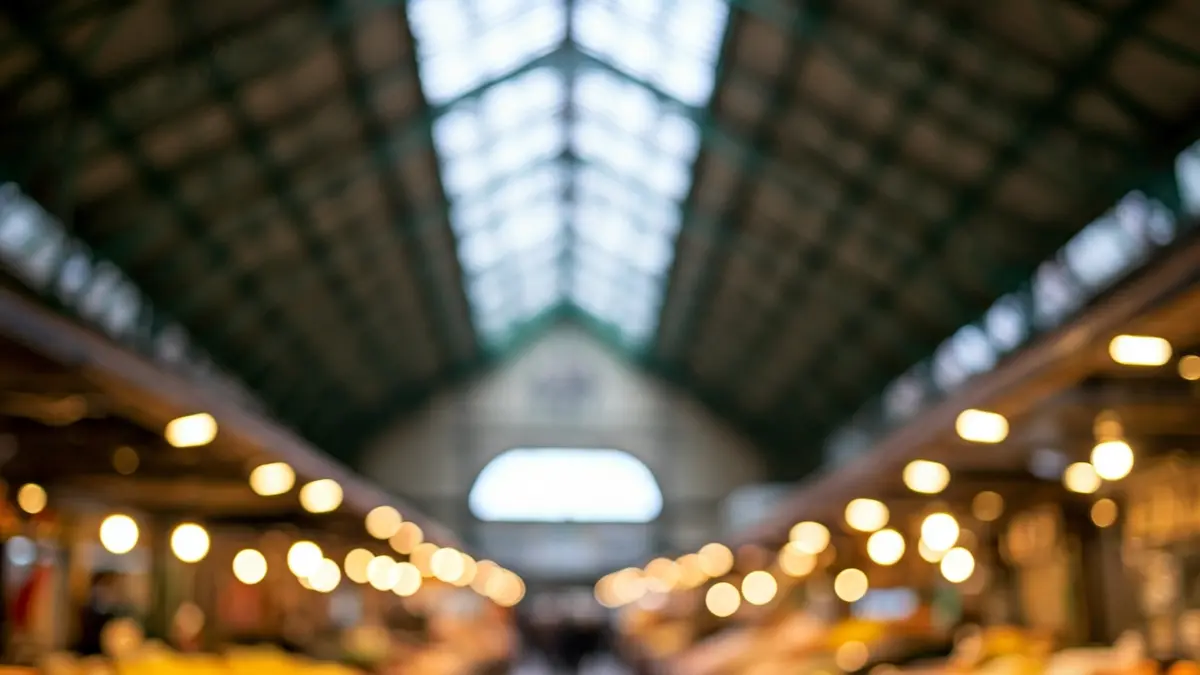 Generic image of modern LED lighting in a market.