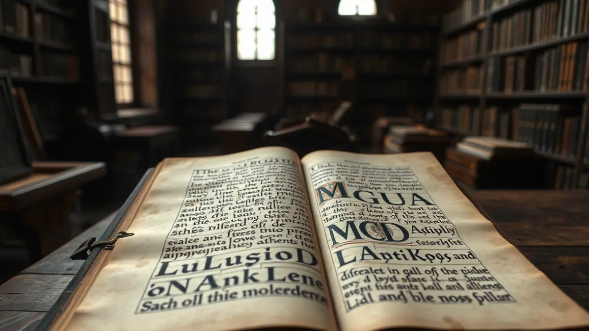 Generic image of an ancient manuscript with calligraphy, in a historic library.
