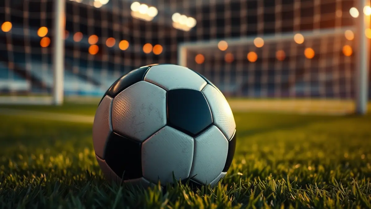 Generic image of a soccer ball on a stadium pitch.