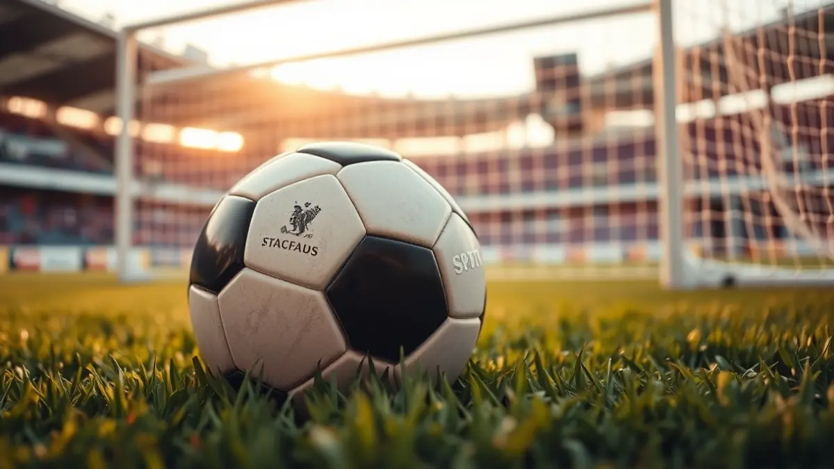 Generic image of a soccer ball on stadium grass.