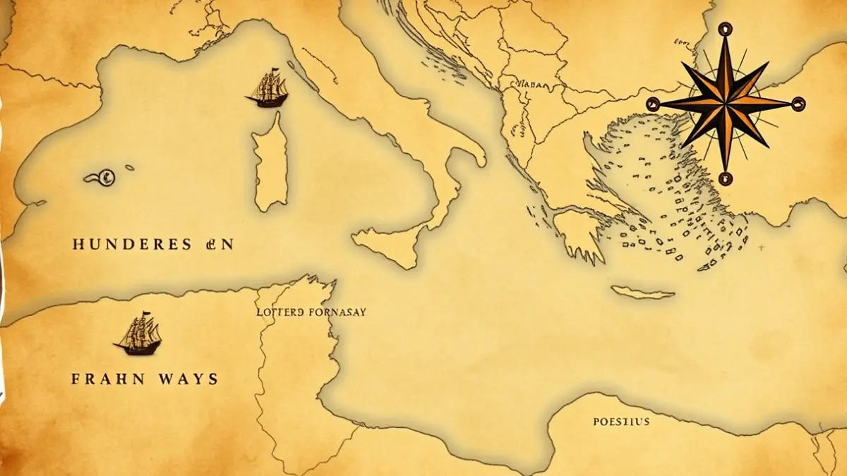Imatge històrica d'un mapa antic de la costa mediterrània amb icones de vaixells pirates.