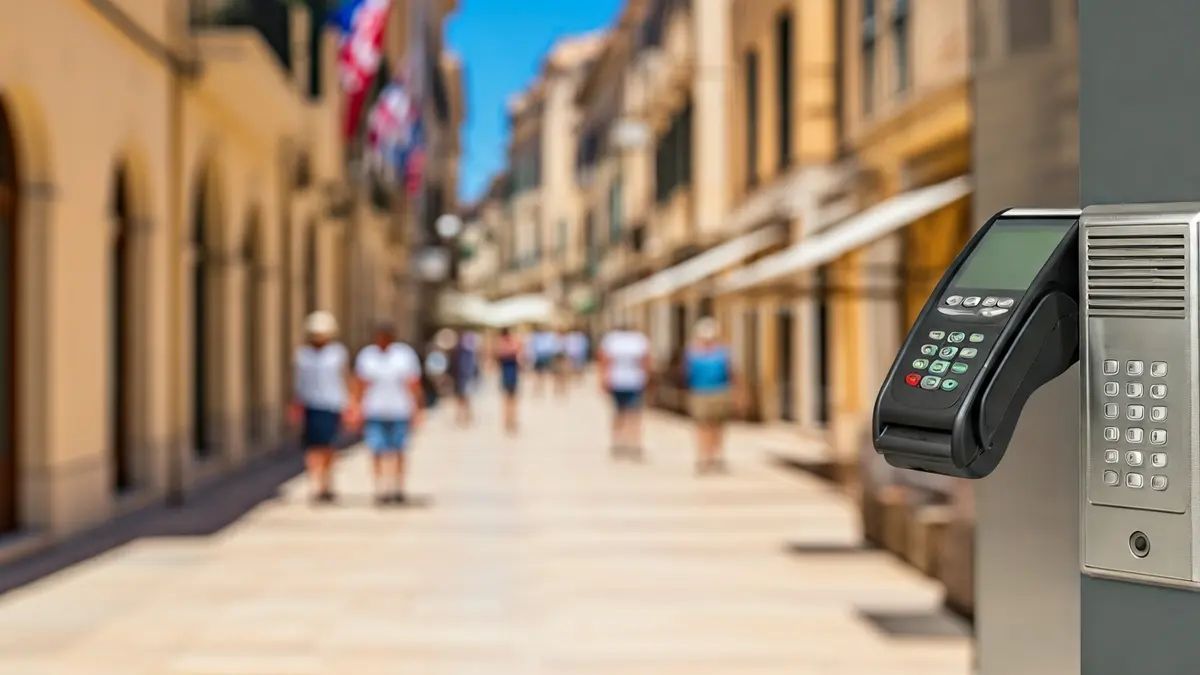 Generic image of an intelligent access control system in a pedestrian area.
