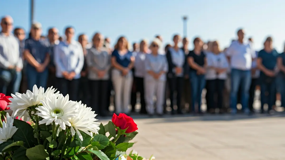 Imagen de una ofrenda floral en un acto de memoria democrática.