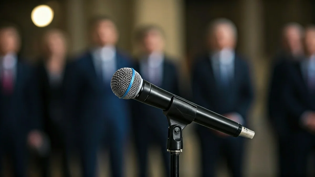 Imagen genérica de un micrófono en un atril, simbolizando un debate político o una rueda de prensa.