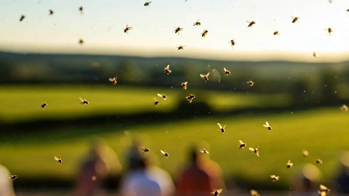 Imagen de una plaga de moscas en una ventana.