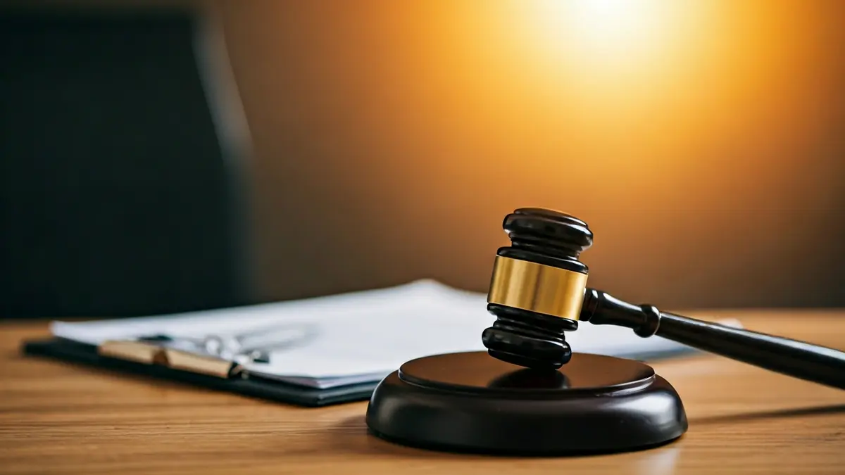 Generic image of a judge's gavel on a desk with legal documents.