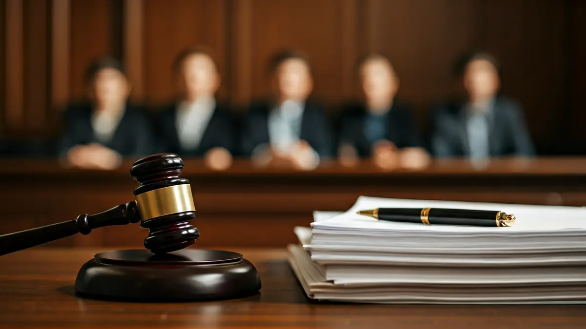 Generic image of a judge's gavel on legal documents in a courtroom.