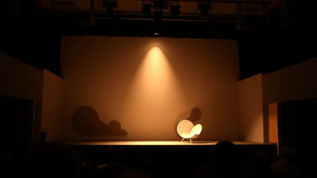 Imatge genèrica d'un escenari teatral amb un focus de llum i una escenografia minimalista.