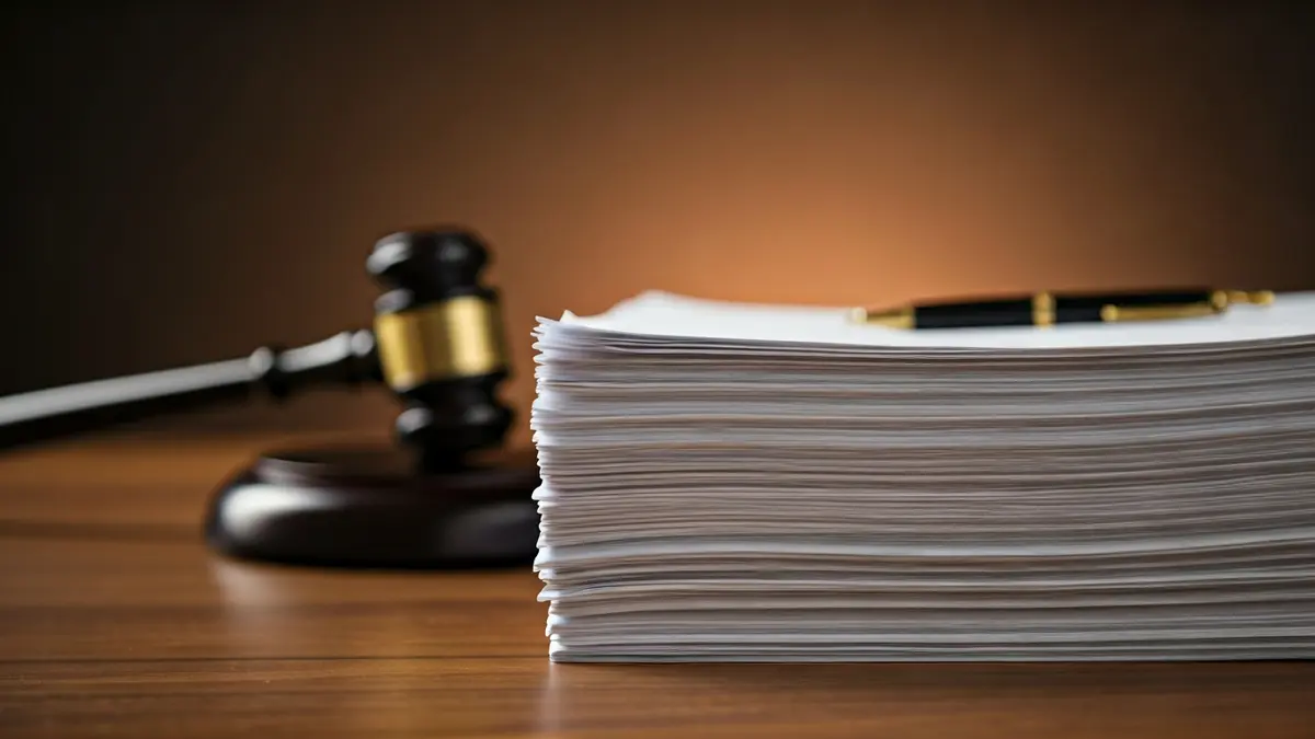 Imagen genérica de documentos legales y un mazo de juez, simbolizando una decisión judicial.
