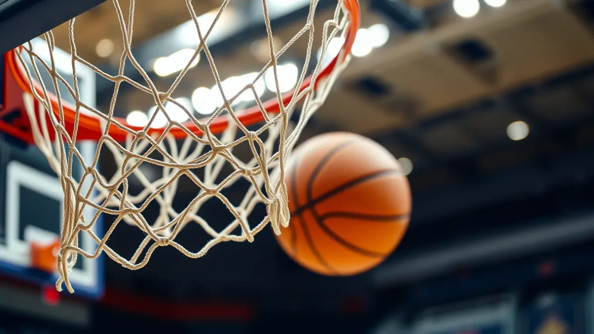Imagen genérica de una canasta de baloncesto con el balón atravesando la red.